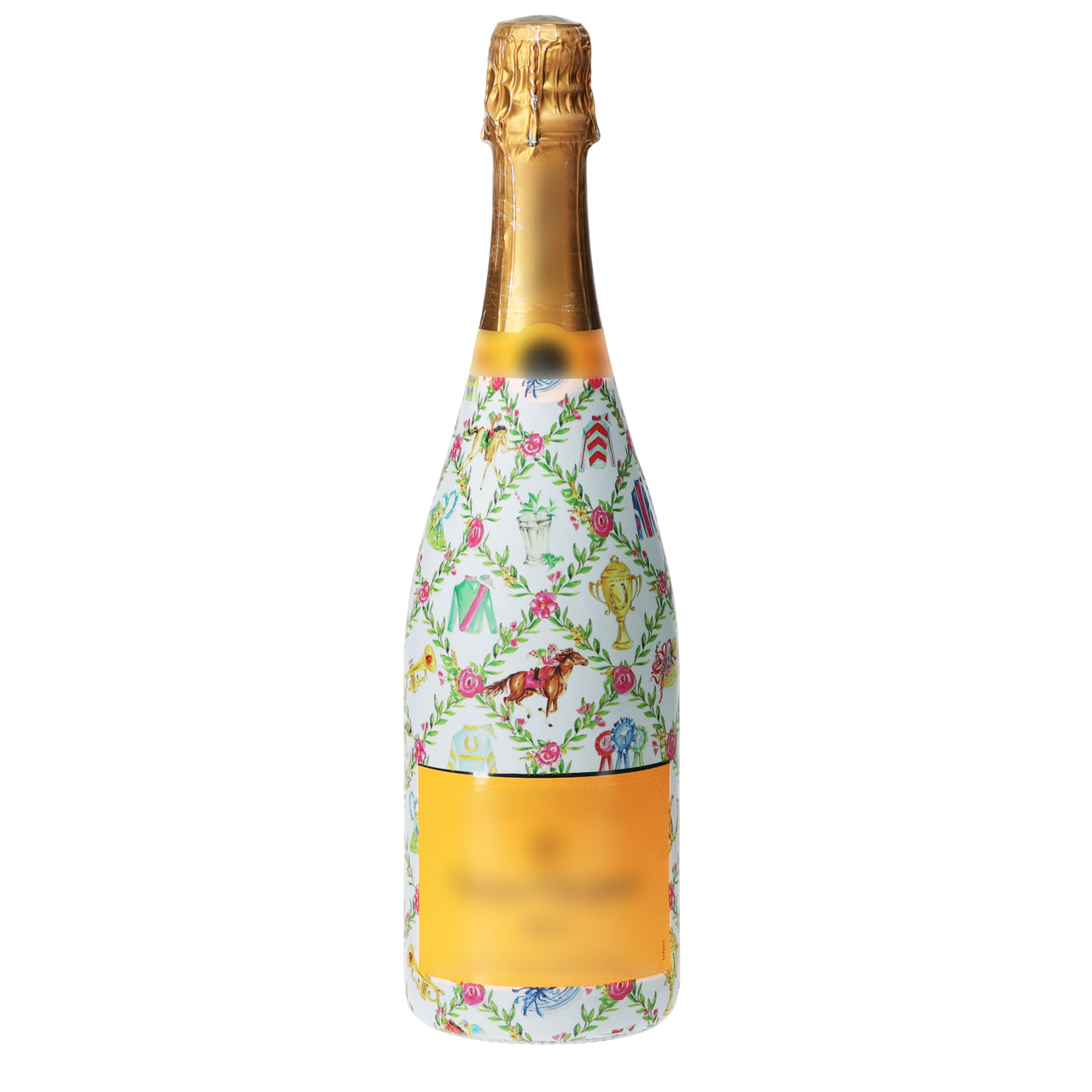 Rosanne Beck Kentucky Derby Champagne Bottle Wrap bottle wrap on a Veuve Clicquot champagne bottle