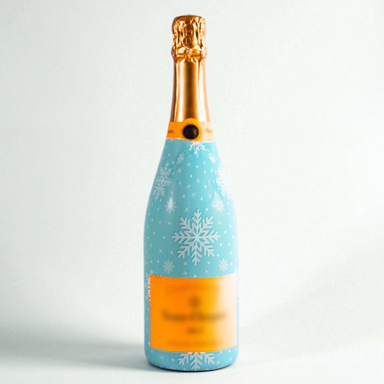 Snowflakes Bottle Wrap on Champagne Bottle