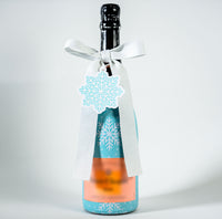 Thumbnail for Wrapido Snowflake Bottle Wrap & Bow Matching Set on Champagne Bottle