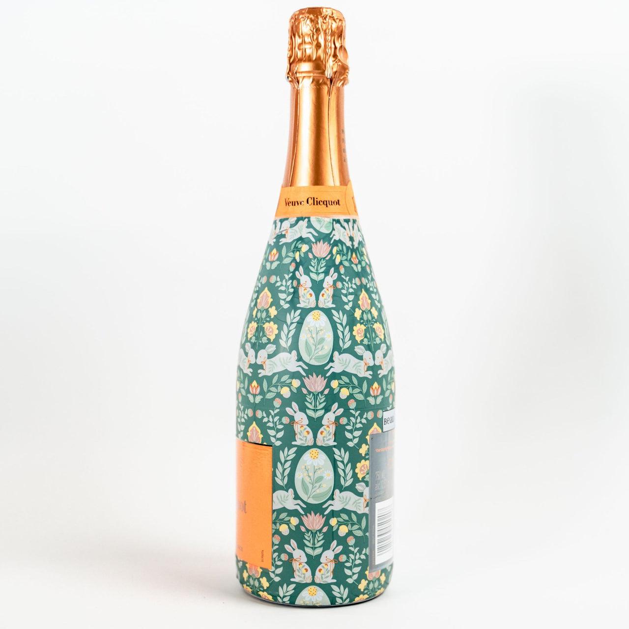 Spring Folk Bunnies Bottle Wrap on Champagne Bottle
