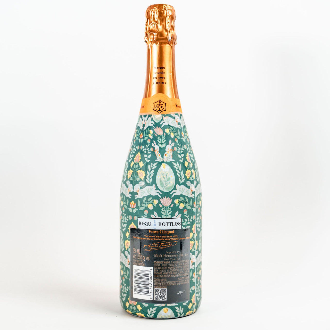 Spring Folk Bunnies Bottle Wrap on Champagne Bottle