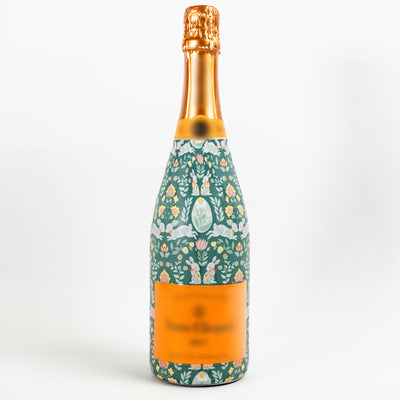 Spring Folk Bunnies Bottle Wrap on Champagne Bottle