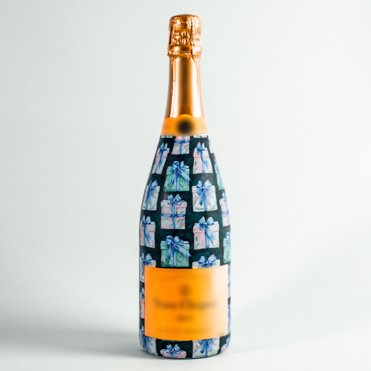 The Gift of Christmas Bottle Wrap on Champagne Bottle