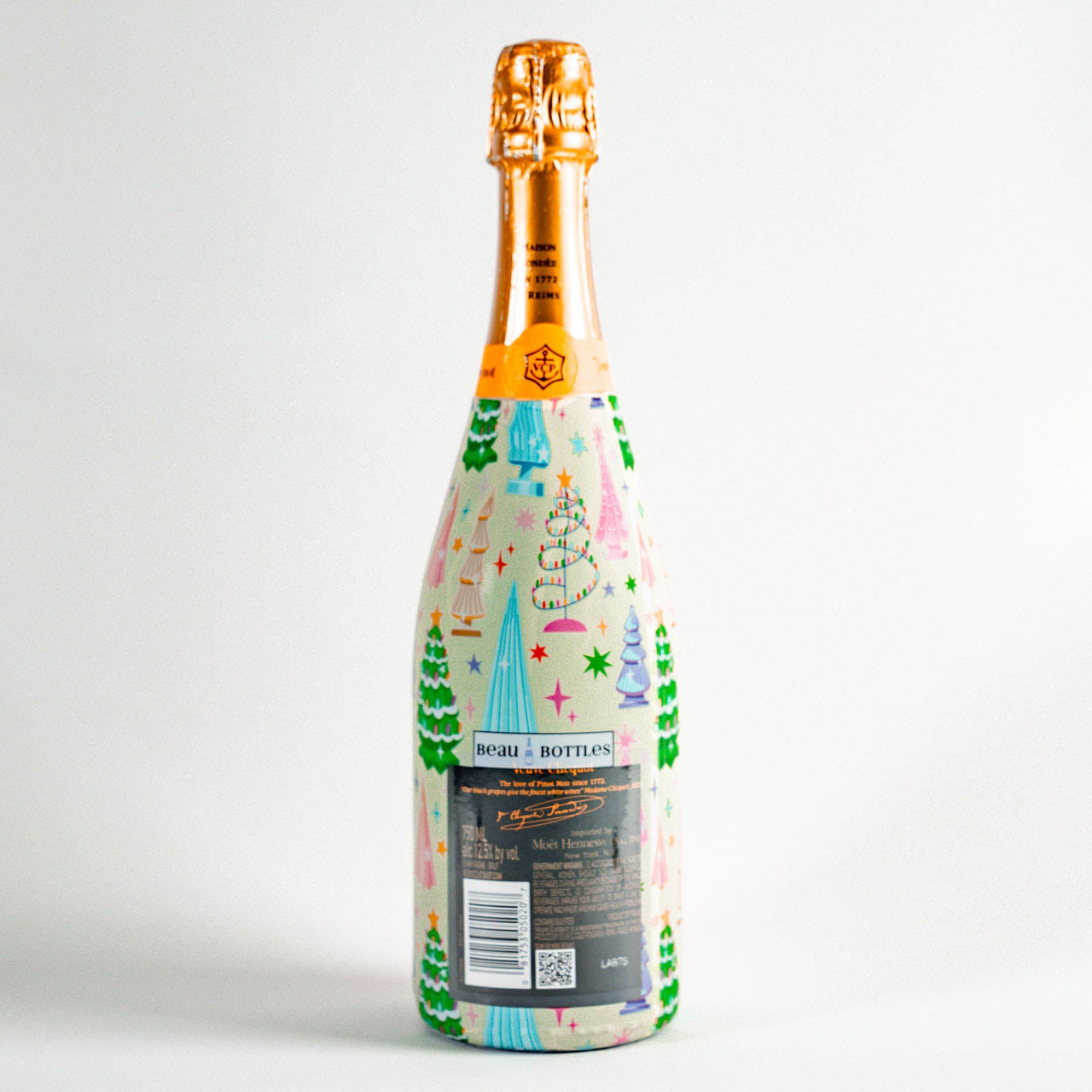 Timeless Christmas Trees Bottle Wrap on Champagne Bottle