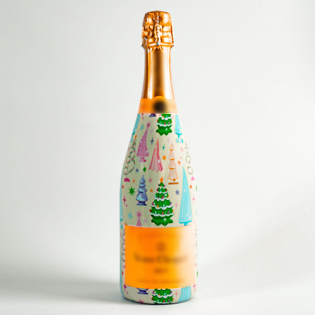 Timeless Christmas Trees Bottle Wrap on Champagne Bottle