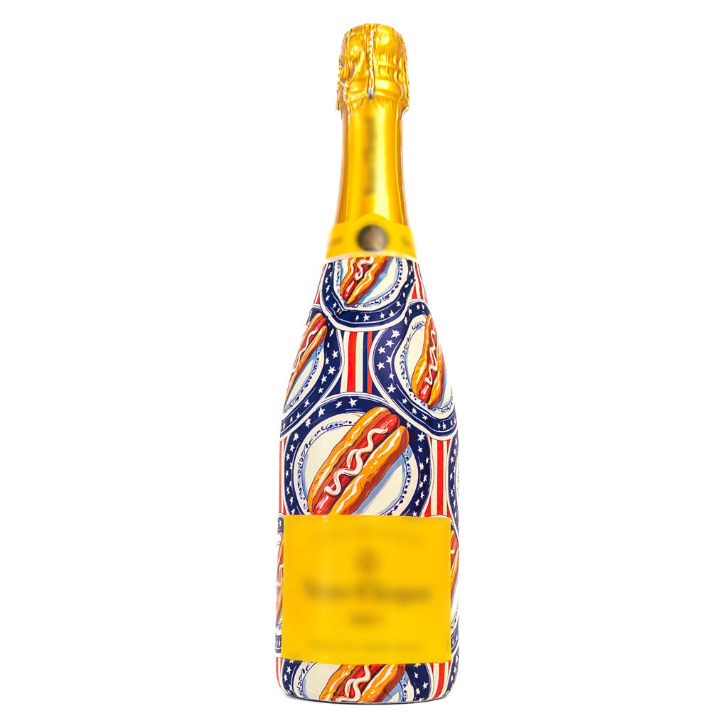 Summer Hot Dog Bottle Wrap on Champagne Bottle