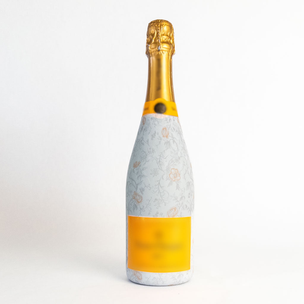 Floral Bridal Bliss Bottle Wrap on Champagne Bottle