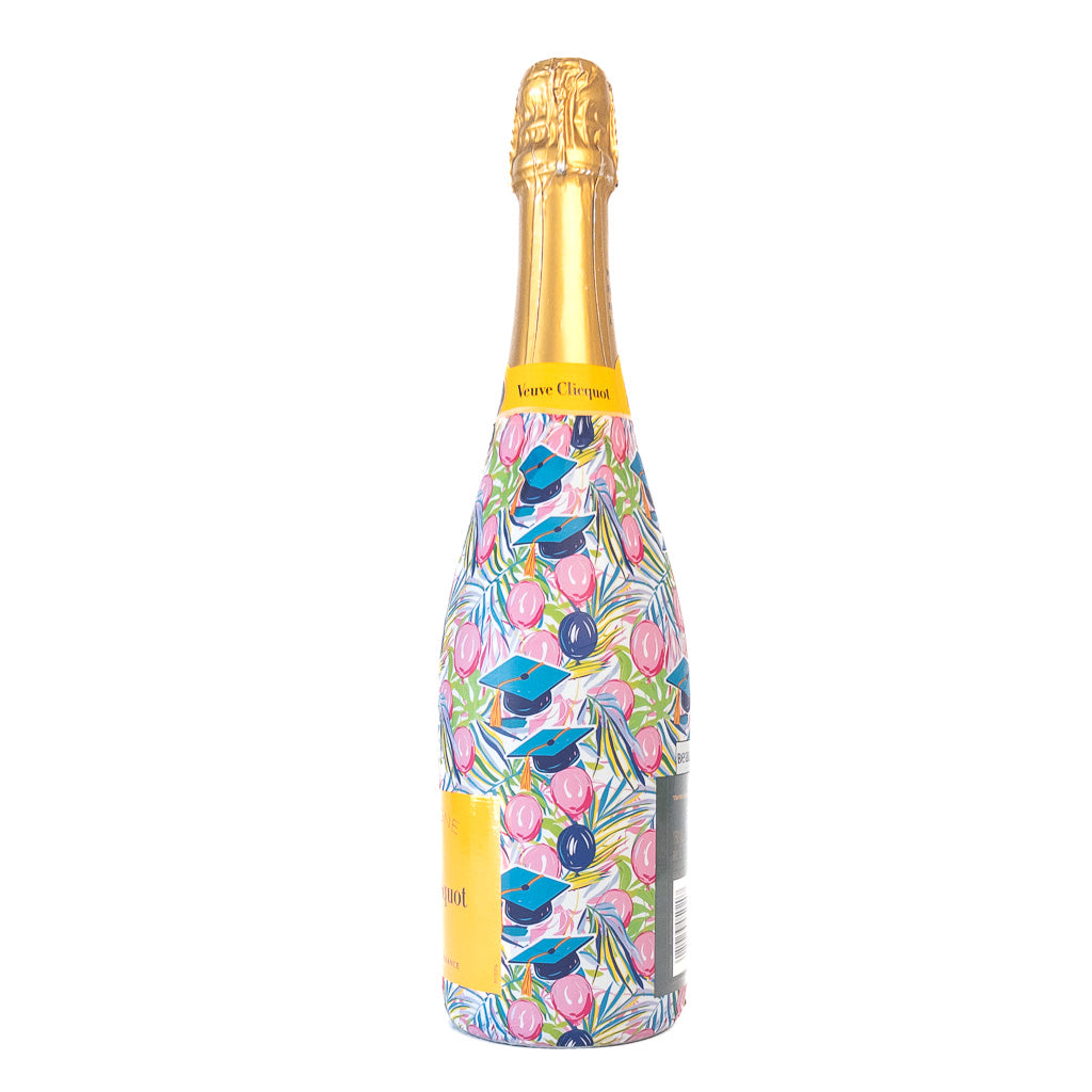 Pink Graduation Bottle Wrap on Champagne Bottle