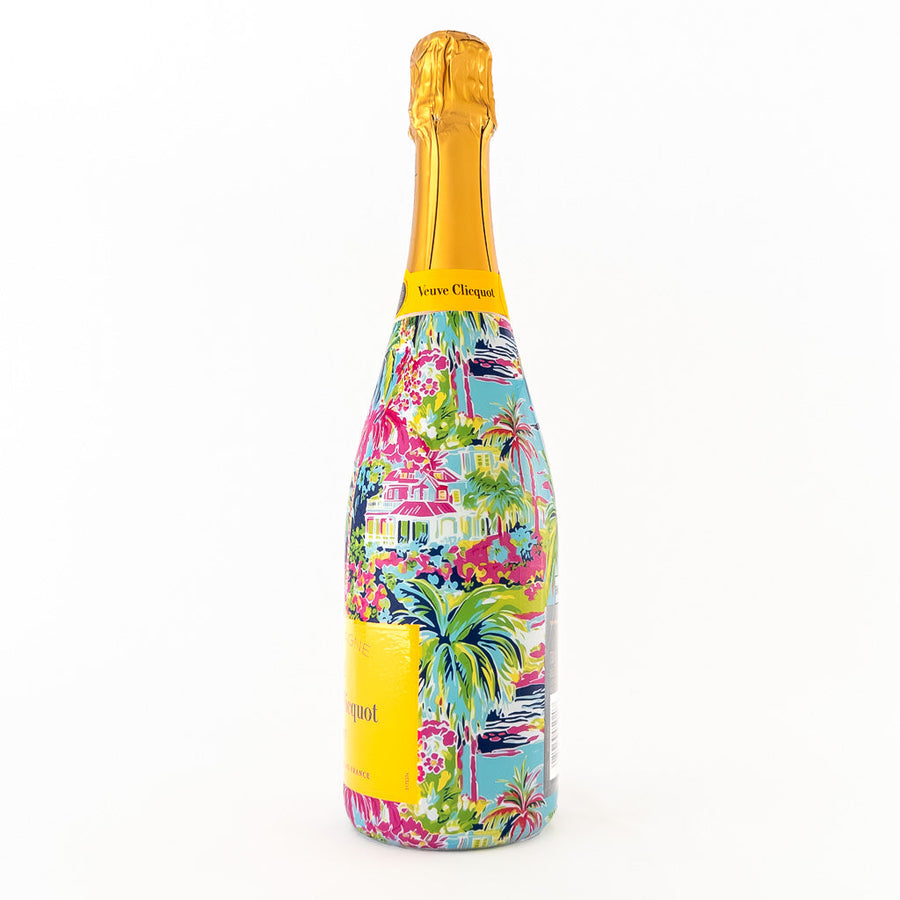 Pink Key West Cottage Bottle Wrap on Champagne Bottle