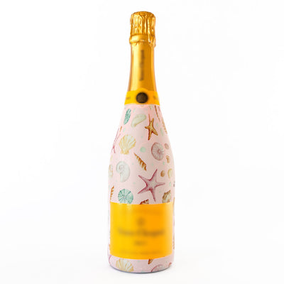 Pink Seashells Bottle Wrap on Champagne Bottle