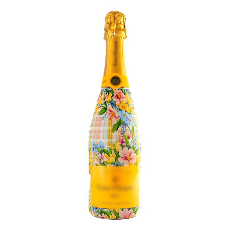 Preppy Springtime Serenity Bottle Wrap on Champagne Bottle