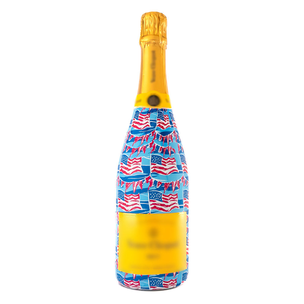 Stars and Stripes Bottle Wrap on Champagne Bottle