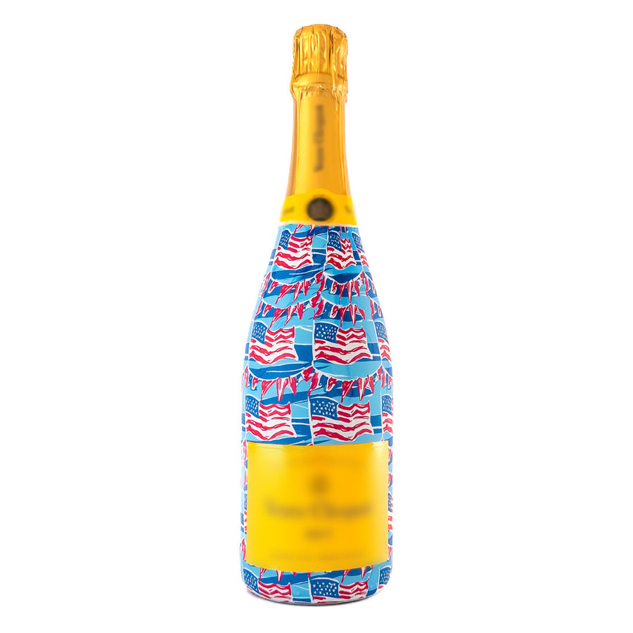 Stars and Stripes Bottle Wrap on Champagne Bottle