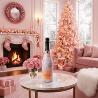 Thumbnail for Limited Edition Watercolor Pink Santa Champagne Bottle Wrap