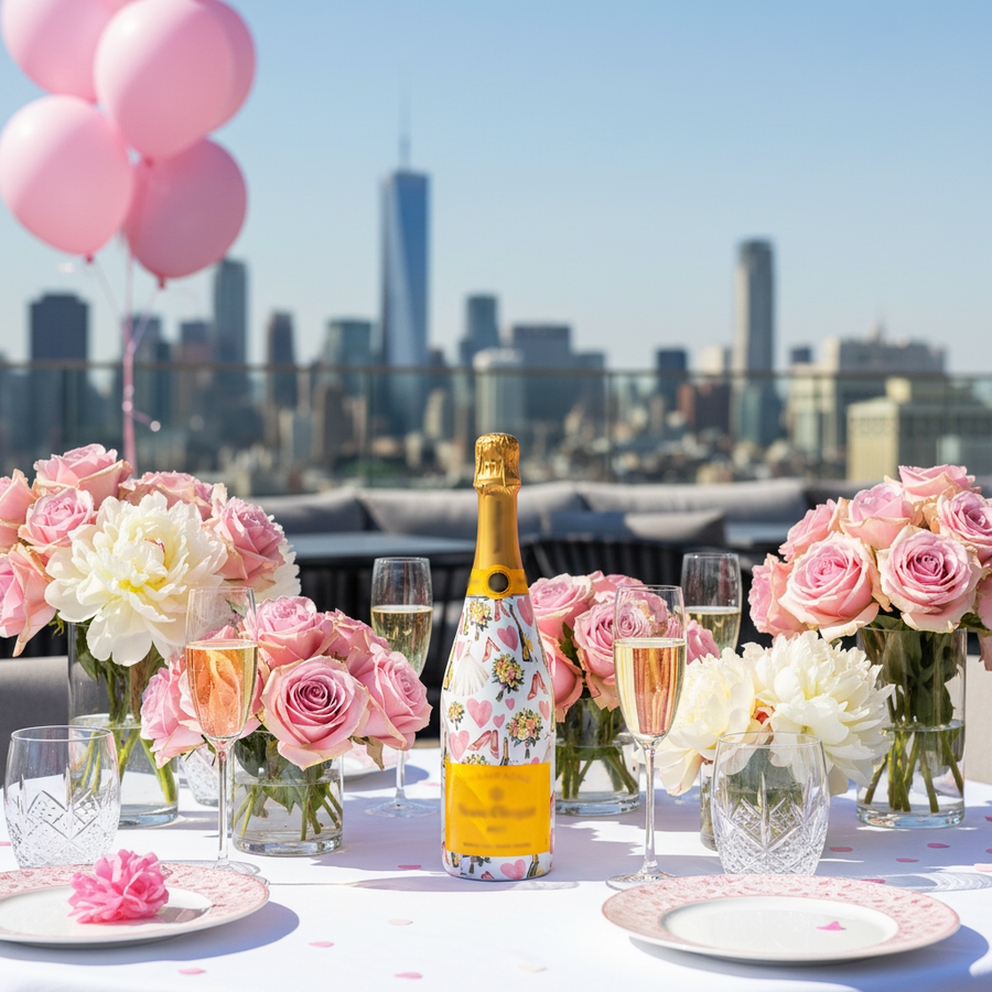 Wedding Romance Bottle Wrap on Champagne Bottle