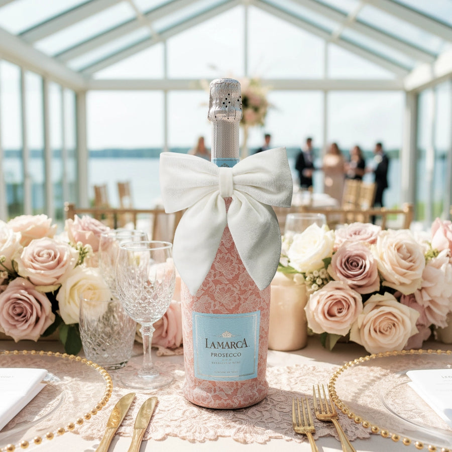 Beau Bottles White Velvet Bottle Bow