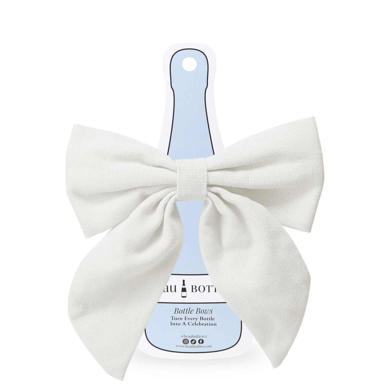 Beau Bottles White Linen Bottle Bow