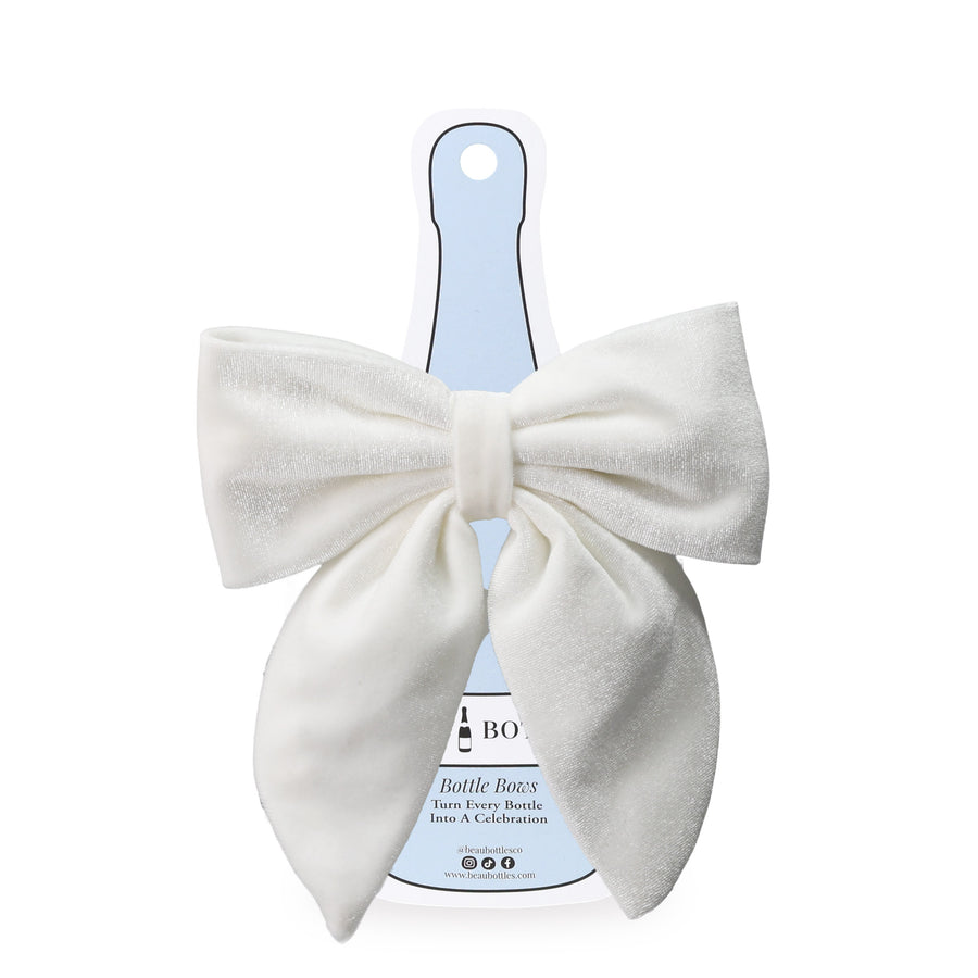 Beau Bottles White Velvet Bottle Bow