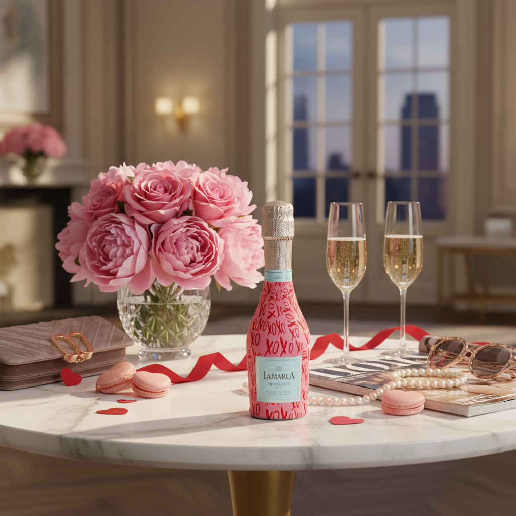 Limited Edition XOXO Mini Bottle Wrap Set on Mini La Marca Prosecco
