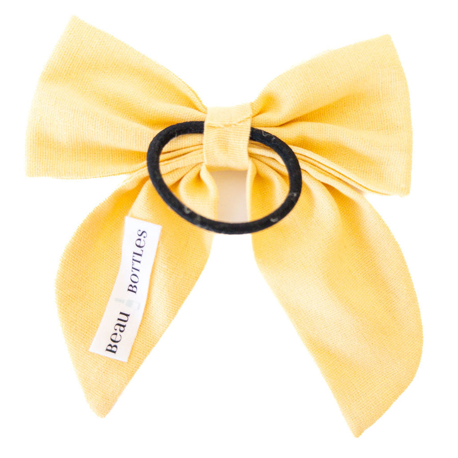 Beau Bottles Yellow Linen Bottle Bow