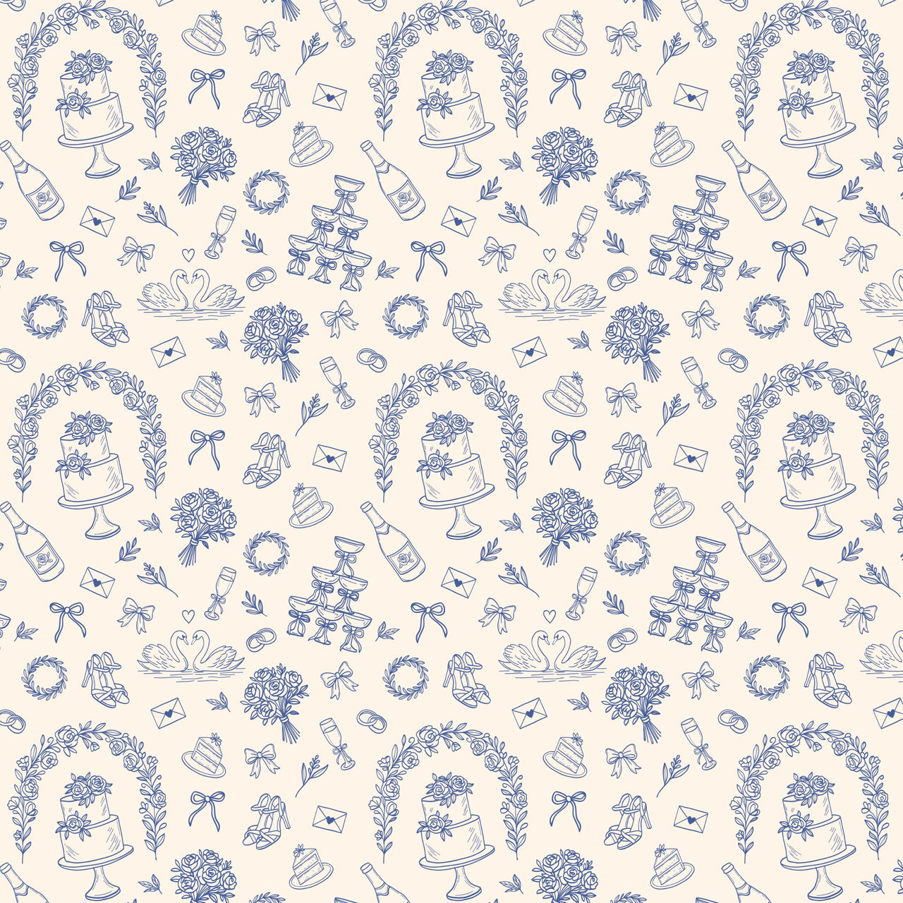 Blue Wedding Toile Designer Wrap on EVERVASE