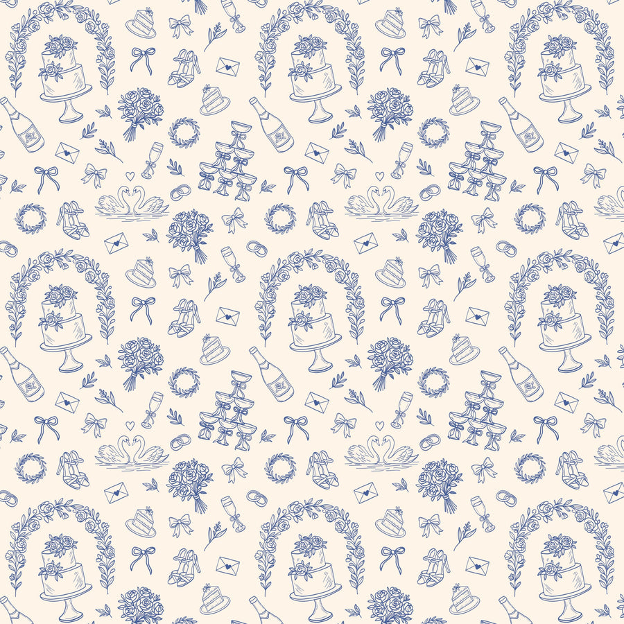 Blue Wedding Toile Designer Wrap on EVERVASE