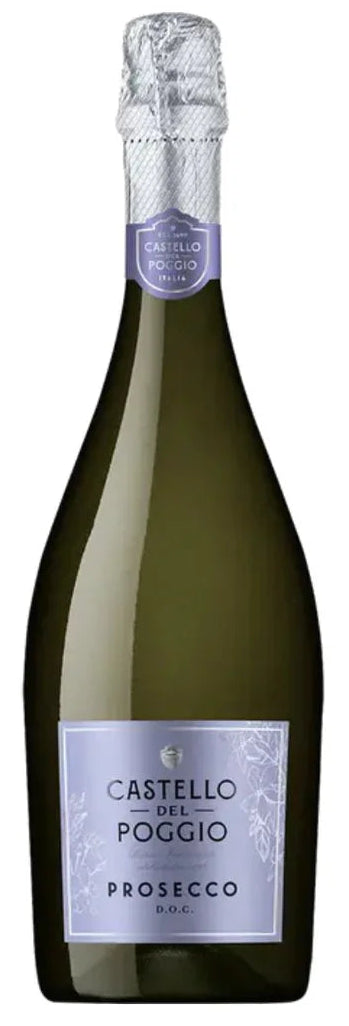 Bottle of Castello di Poggio Prosecco on a white background