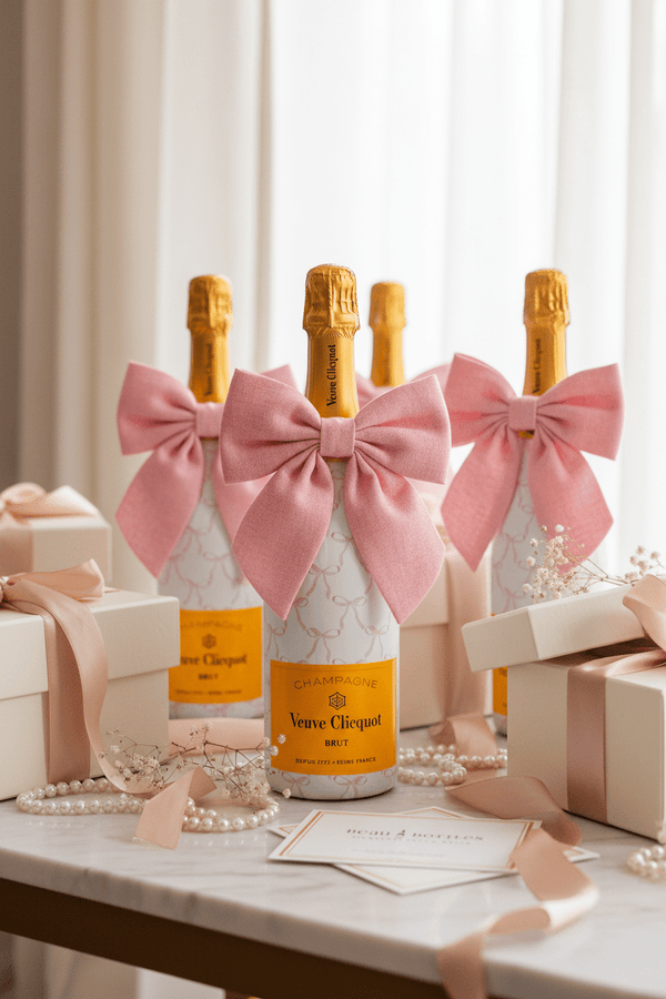 Grandmillenial Pink Bows Champagne Collection with Blush Pink Linen Bow