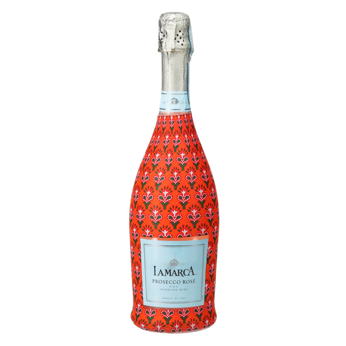 Indian Red Leaf Blockprint Prosecco Bottle Wrap — 360 view