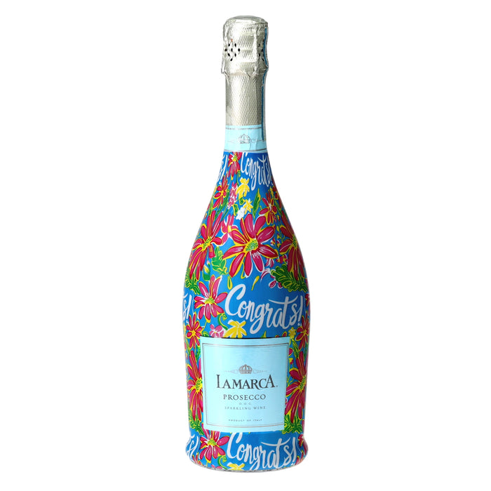 Preppy Congrats Prosecco Bottle Wrap — 360 view