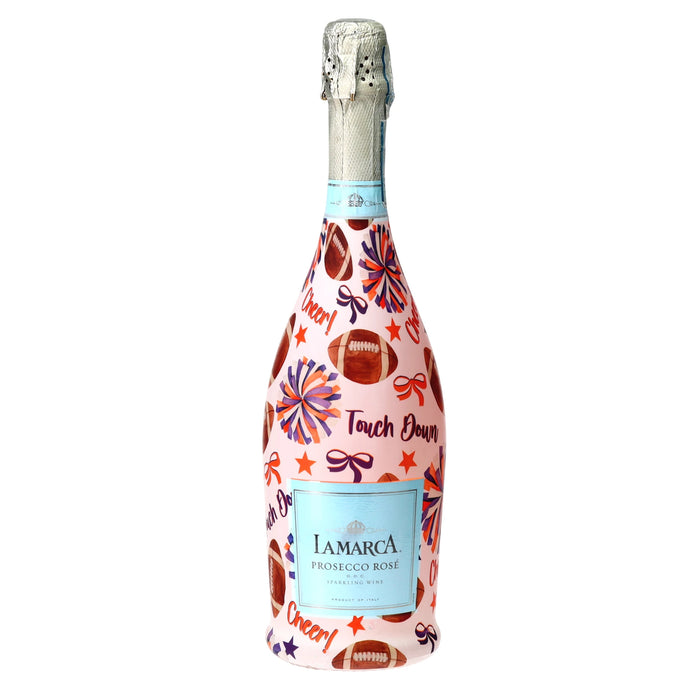Orange & Purple Game Day Prosecco Bottle Wrap — 360 view