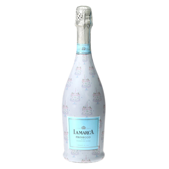Grandmillennial Pastel Birthday Cakes Prosecco Bottle Wrap — 360 view