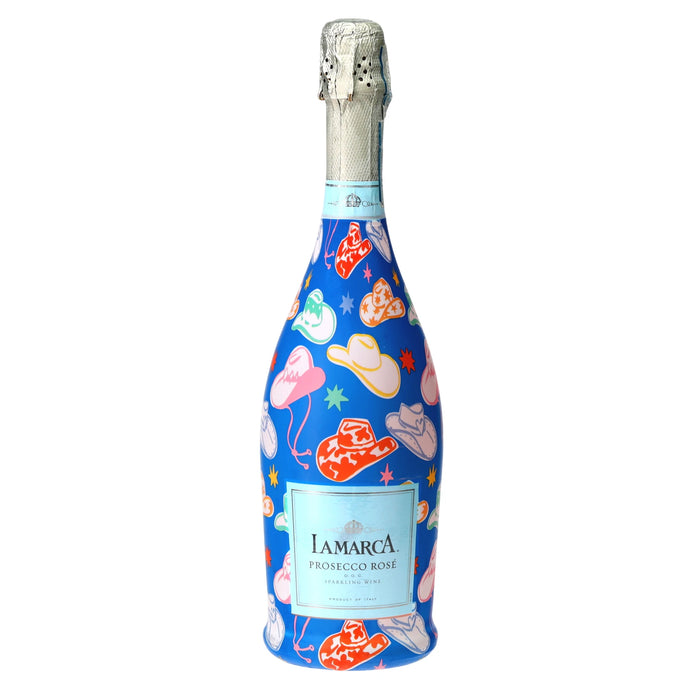 Colorful Western Hats Prosecco Bottle Wrap — 360 view