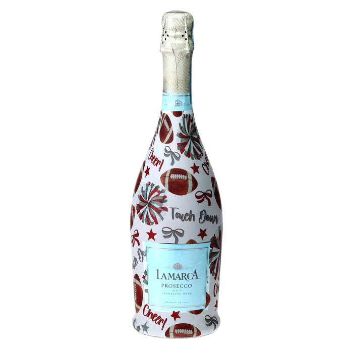 Crimson & Grey Game Day Prosecco Bottle Wrap — 360 view