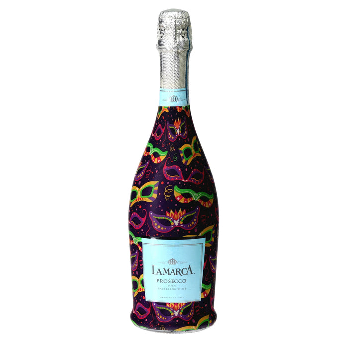 Limited Edition Mardi Masquerade Prosecco Bottle Wrap — 360 view