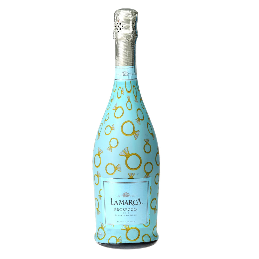 Blue Engagement Ring Prosecco Bottle Wrap — 360 view