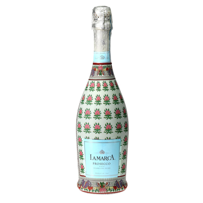 x English Village Lane - Rose Medallion Prosecco Bottle Wrap — 360 view