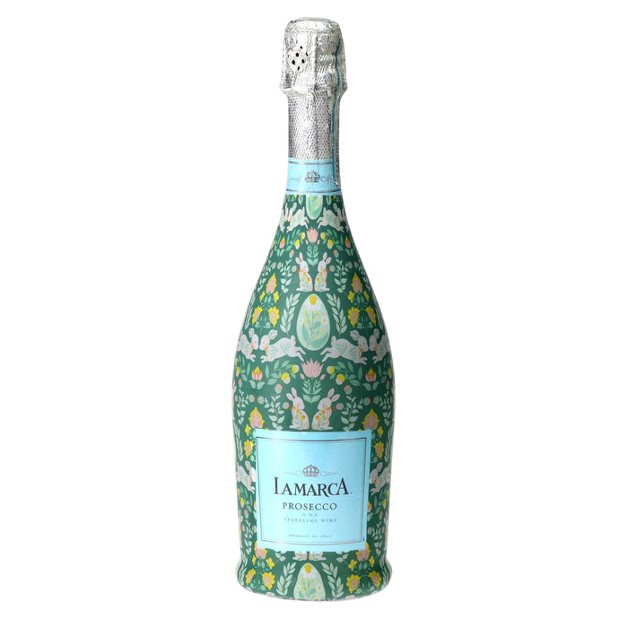 Spring Folk Bunnies Prosecco Bottle Wrap — 360 view