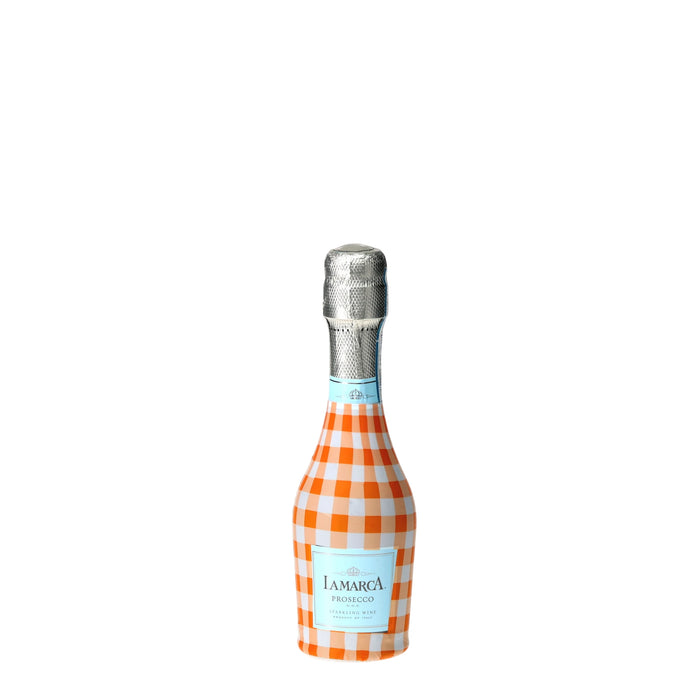 Orange & White Gingham Mini Prosecco Wraps (6-Pack) — 360 view