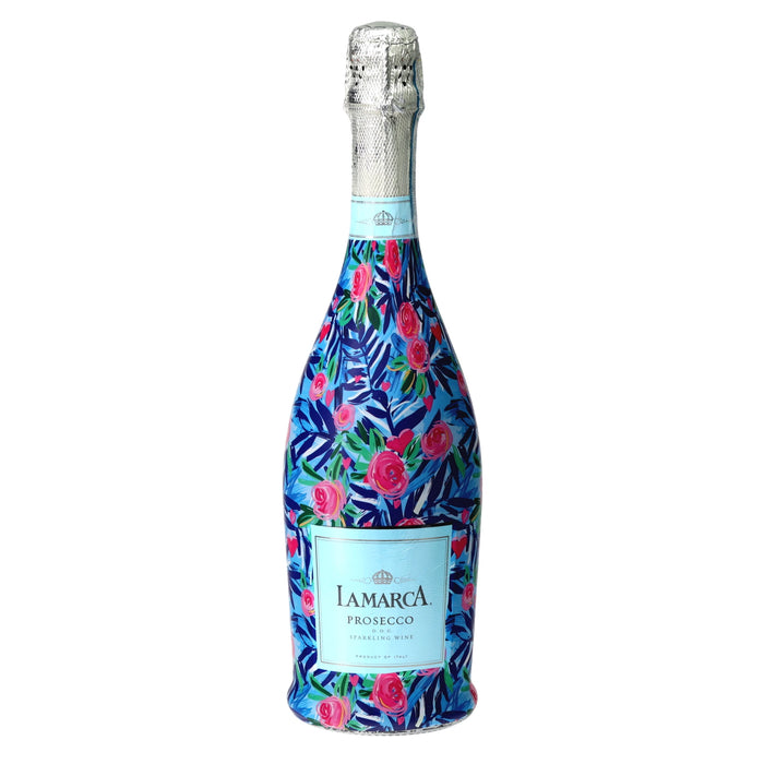 Preppy Roses with Love Prosecco Bottle Wrap — 360 view