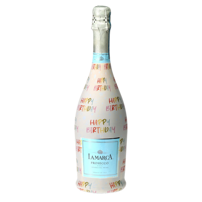 Birthday in Pastel Prosecco Bottle Wrap — 360 view