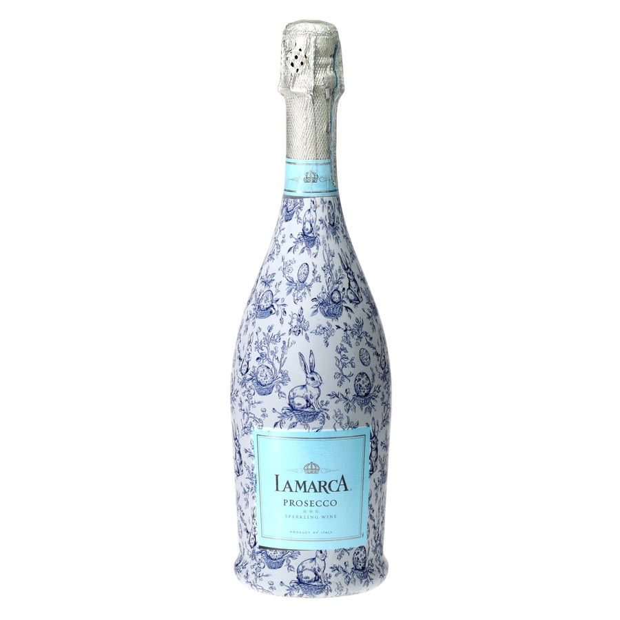 Beau Bottles Blue Easter Bunny Toile- Prosecco Collection — 360 view
