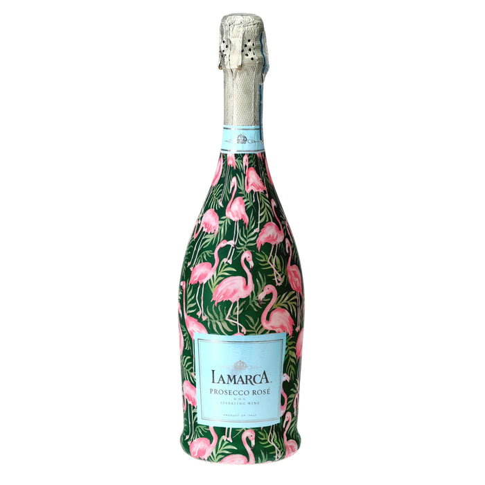 Palm Flamingo Club Prosecco Bottle Wrap — 360 view