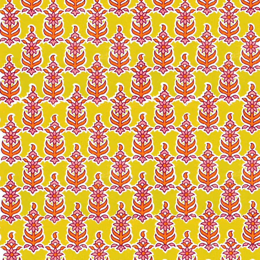 Indian Yellow Leaf Blockprint Bottle Wrap on La Marca Prosecco