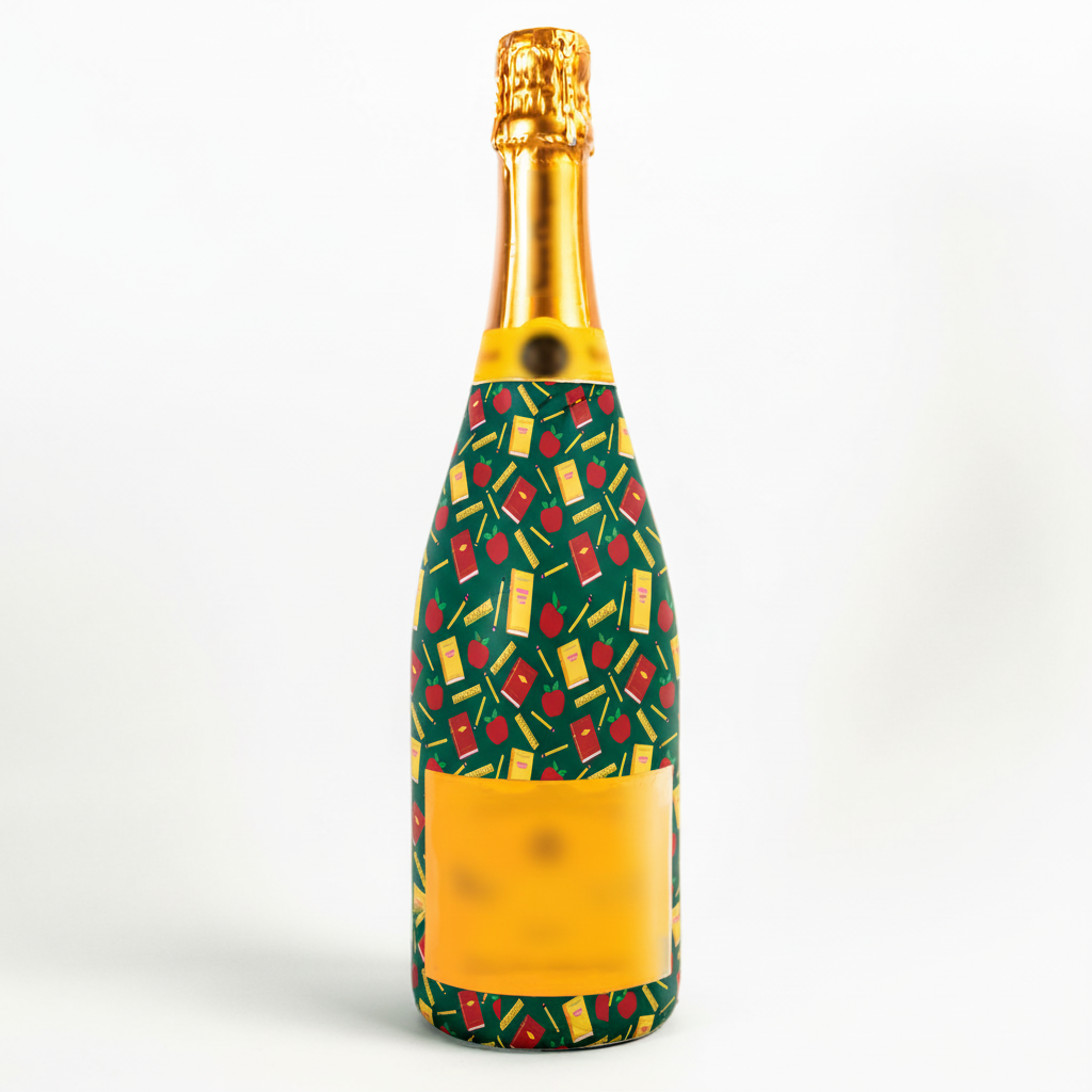Teacher's Pet Bottle Wrap on Champagne Bottle