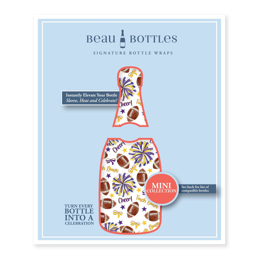 Purple and Yellow Game Day Mini Bottle Wrap Set on Mini La Marca Prosecco